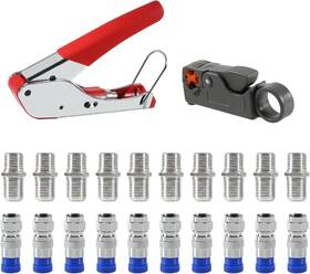 Aediko Ae-1848 Coaxial Compression Tool Kit Coax Cable Crimper Wire Stripper With F Rg6