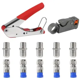 Almocn 687117733368 Coax Cable Crimper Tool Kit Coaxial Compression Black