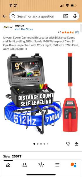 Anysun Cr110-9dx23 9dx23 Locator And Transmitter 512hz 200ft 9 Inch Monitor 7mm Cable