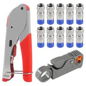 D-flife 687117732637 Rg6 Rg59 Coax Cable Compression Crimper Tool Kit With 10 Pcs Coaxial