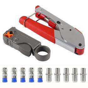 Diann 09620 Coax Cable Crimper Coaxial Compression Tool Kit Wire Stripper 12pcs
