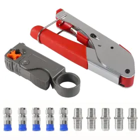 09620 Diann Coax Cable Crimper Coaxial Compression Tool Kit Wire Stripper 12pcs
