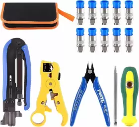 Gllabxq-5p Glarks Adjustable Coaxial Compression Tool Coax Cable Crimper Blue Black