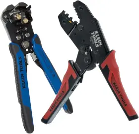 80013 Klein Tools Wire Stripper / Ratcheting Crimper Tool Kit Red Black