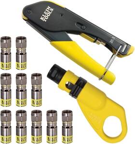 Klein Tools 80151 Coax Cable Compression Crimper And Stripper Set With Yellow