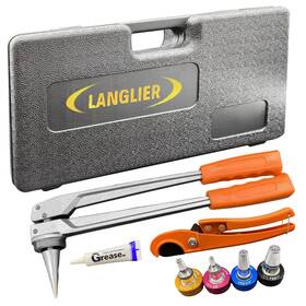 Langlier Sd-f1960 Manual Pex Pipe Expander Tool Kit With 3/8 Inch 1/2 3/4 1 Expansion Heads For