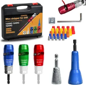 00178 Luckyway Wire Stripper For Drill With Professional 3 Pcs 10-14awg Colorful