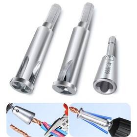 Qinlectri Q6431 3pcs Wire Twister Tool For Drill 3/5way Cable Stripping Silver