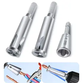 Q6431 Qinlectri 3pcs Wire Twister Tool For Drill 3/5way Cable Stripping Silver