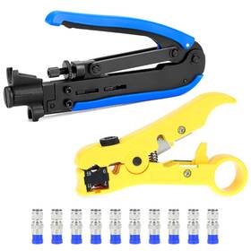 Qwork Ca34929 Coax Cable Crimper Kit With Adjustable Crimping Capability For Rg6