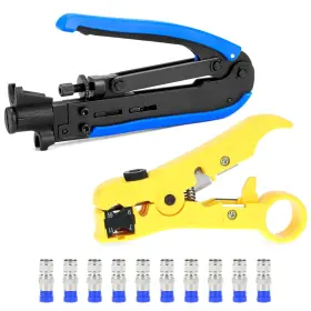 Ca34929 Qwork Coax Cable Crimper Kit With Adjustable Crimping Capability For Rg6