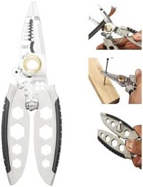 Renhe Ingenuity 766634401292 7-inch Multipurpose Wire Stripper 2024 Upgrade Heavy Duty Steel Color