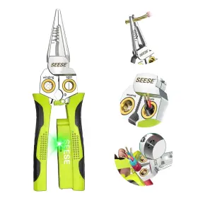 Seese 797606233511 8-in-1 Wire Stripper For Electrician Needle Nose Pliers With Green