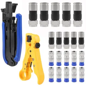 Shutao 687117773609 20pcs F Type Rg6 Compression Connectors Coaxial Cable Crimper Kit With Wire