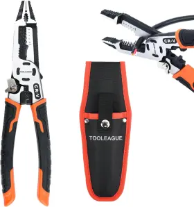 Tooleague 726084504400 10-in-1 Wire Stripper With Tool Pouch Cable Cutters C-rv Multifuncti