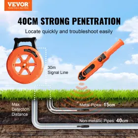 Vevor 840349903675 Pipe Blockage Detector Locators 100ft/30m Waterproof For Pvc Plastic Metal