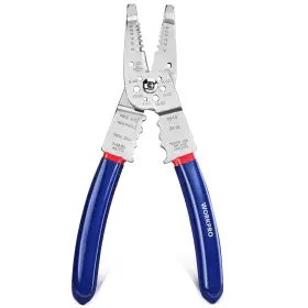 W091036 Workpro Wire Strippers Cutter 8-inch Long Nose Stripping Tool Blue