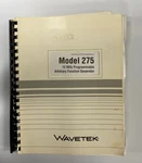 Wavetek Instruction Manual 1300-00-023 Rev 6/89 For Model 275 Used. Price: $20.00.