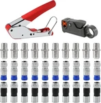 Coaxial Compression Tool Kit Cable Crimper Wire Stripper With F RG6 Red New. Price: $20.41.