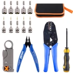 Coaxial Cable Set With Crimping Tool, Stripper, Connectors, And Cutter New. Price: $44.99.