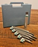 Sunmed Greenline Fiber Optic Laryngoscope - Set Of 5 Blades, Case & Extra Bulb Used. Price: $99.95.